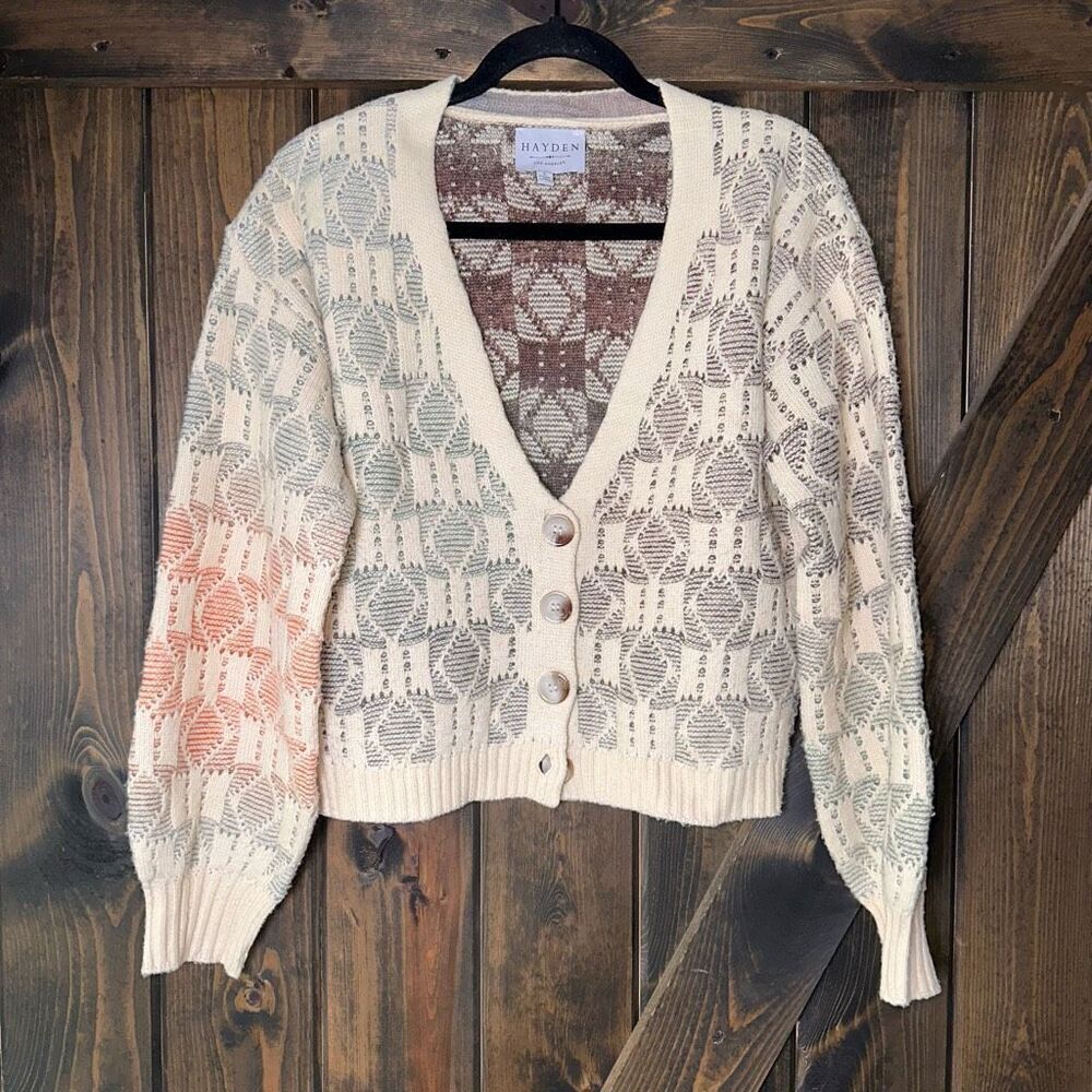 Hayden Ombre Checkered Cropped Button Cardigan